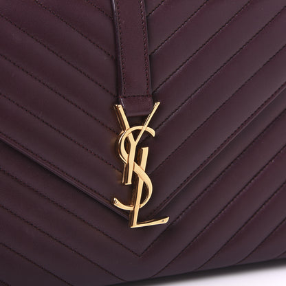 Saint Laurent Lambskin Matelasse Chevron Medium Monogram Satchel Amaranto 10 of 15