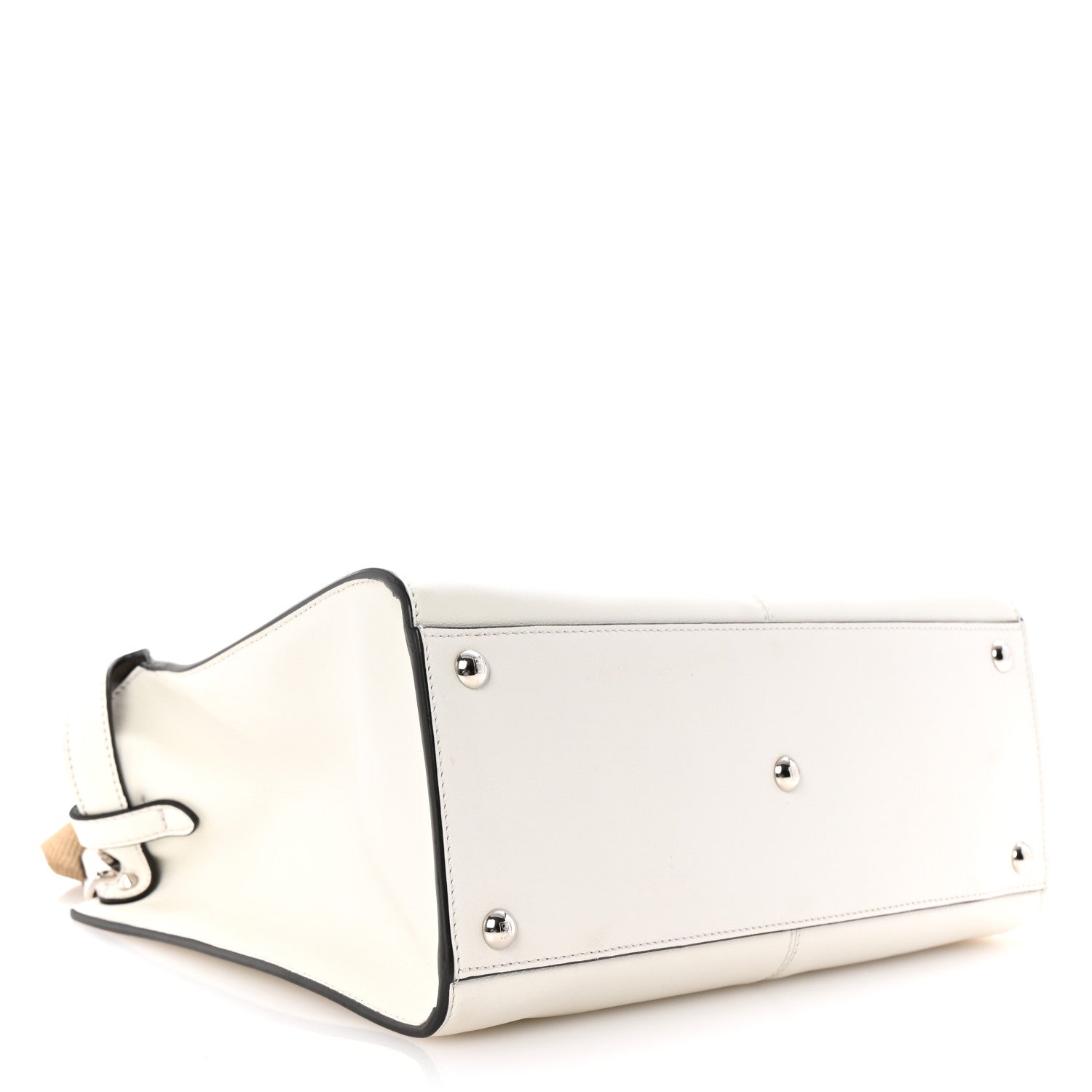Fendi Vitello Seta Glazed Fabric FF 1974 Medium Peekaboo X-Lite Latte Mogano Panna 4 of 10