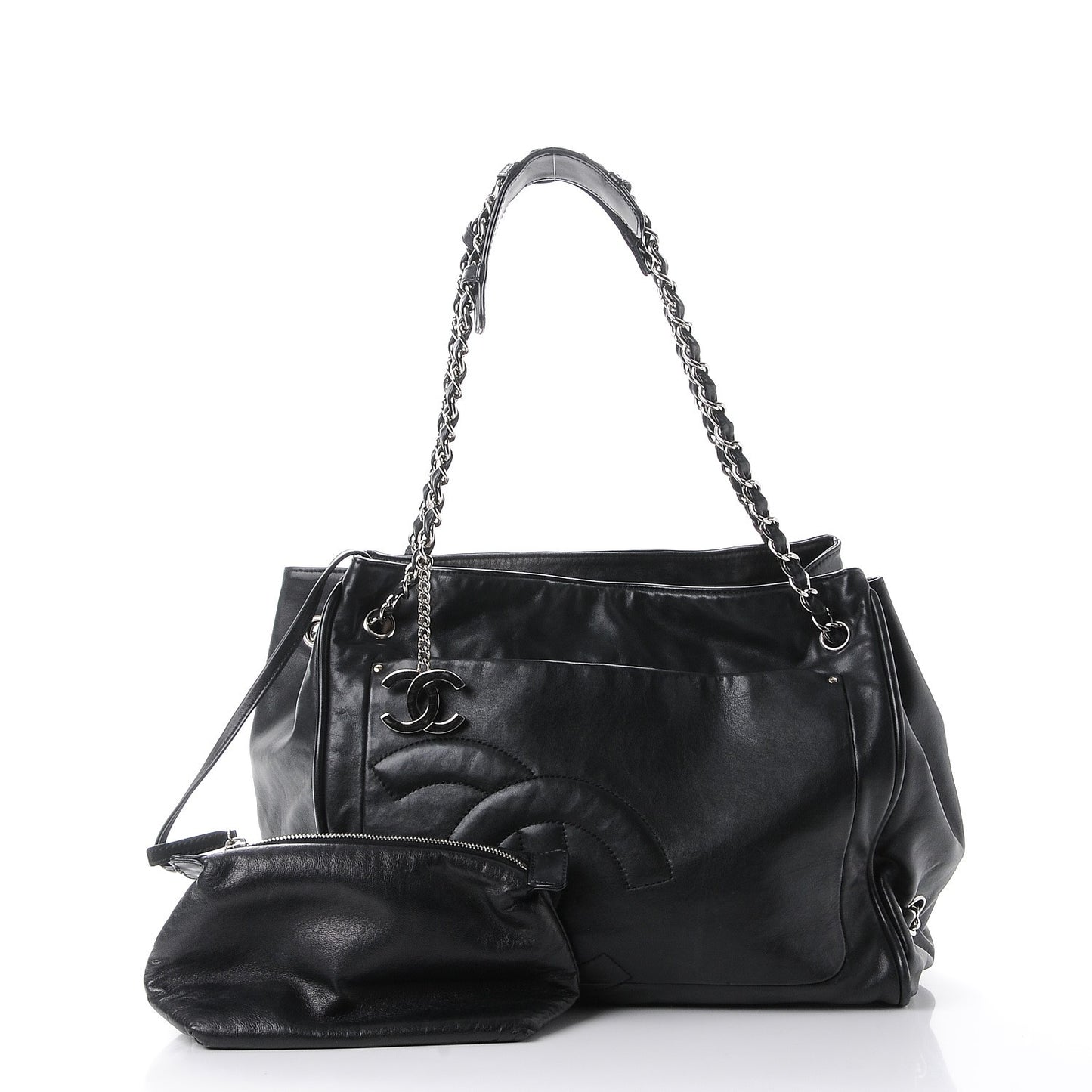 Calfskin Diagonal Ligne Tote Black