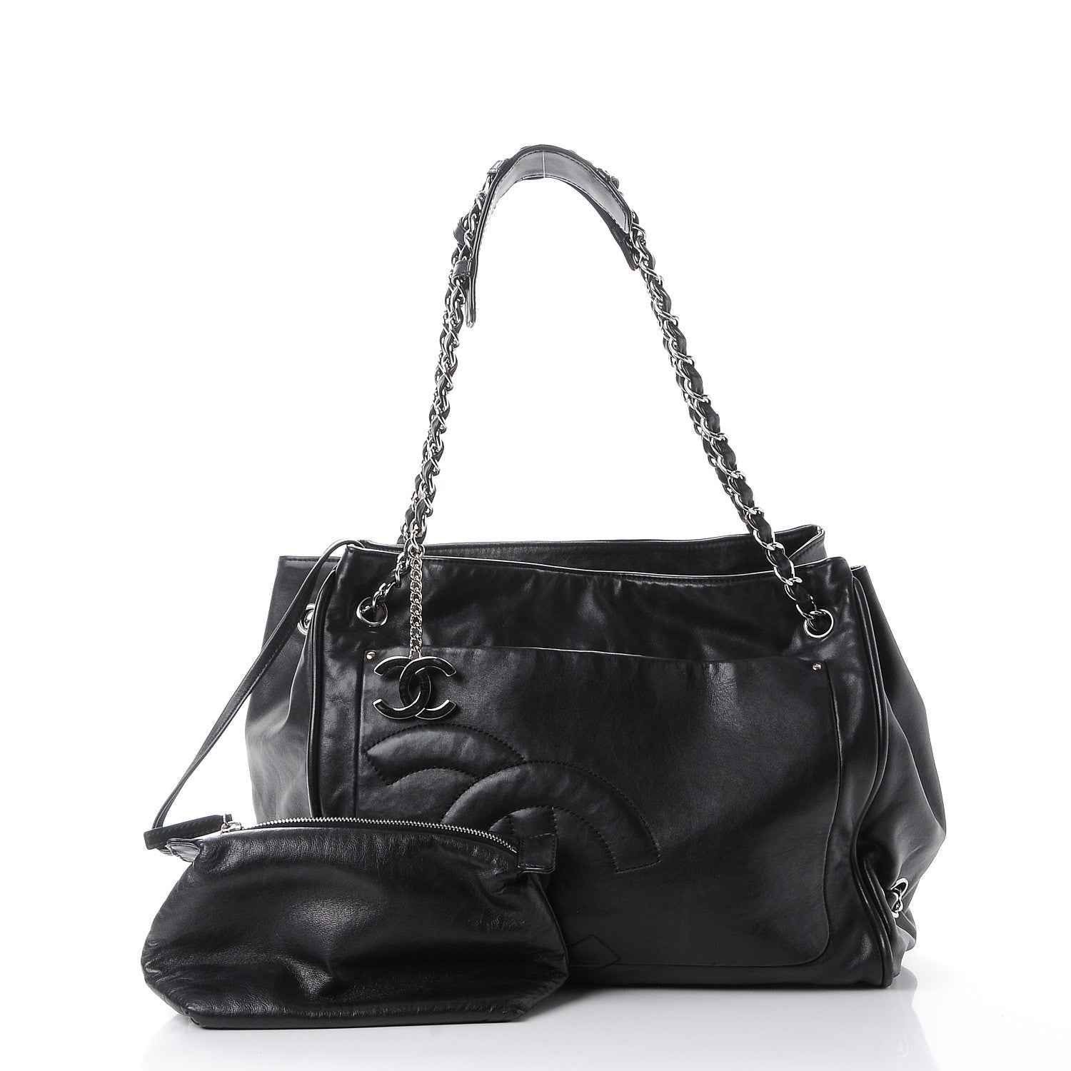Chanel Calfskin Diagonal Ligne Tote Black 3 of 15
