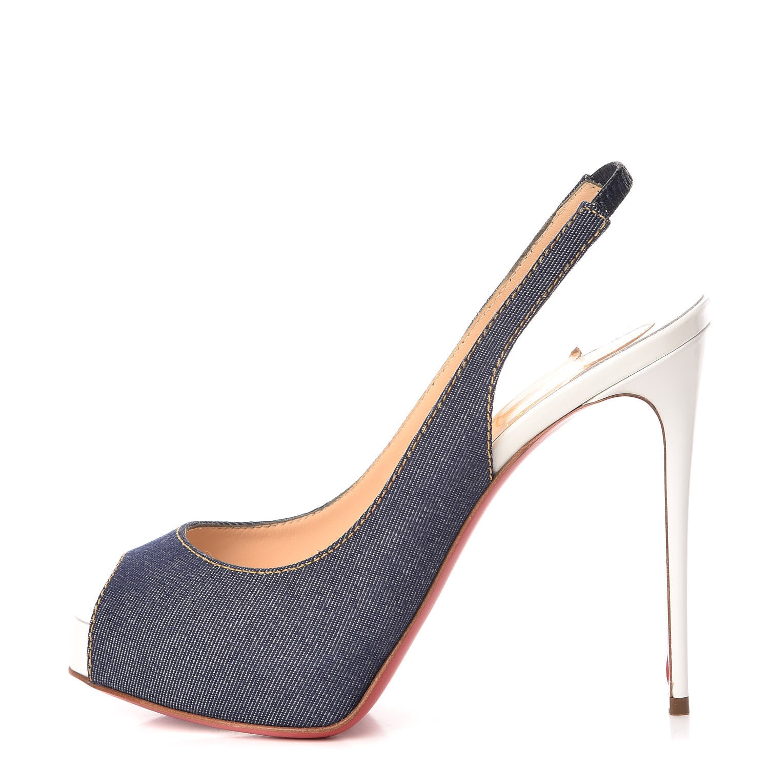 Christian Louboutin Denim Private Number 120 Pumps 36.5 Blue White 1 of 14