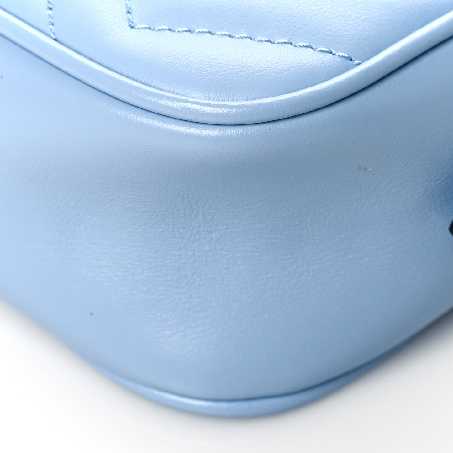 Calfskin Matelasse Mini GG Marmont Chain Shoulder Bag Porcelain Light Blue