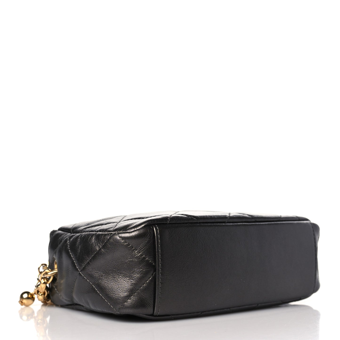 Metallic Calfskin Pearl Quilted CC Mini Camera Case Ruthenium