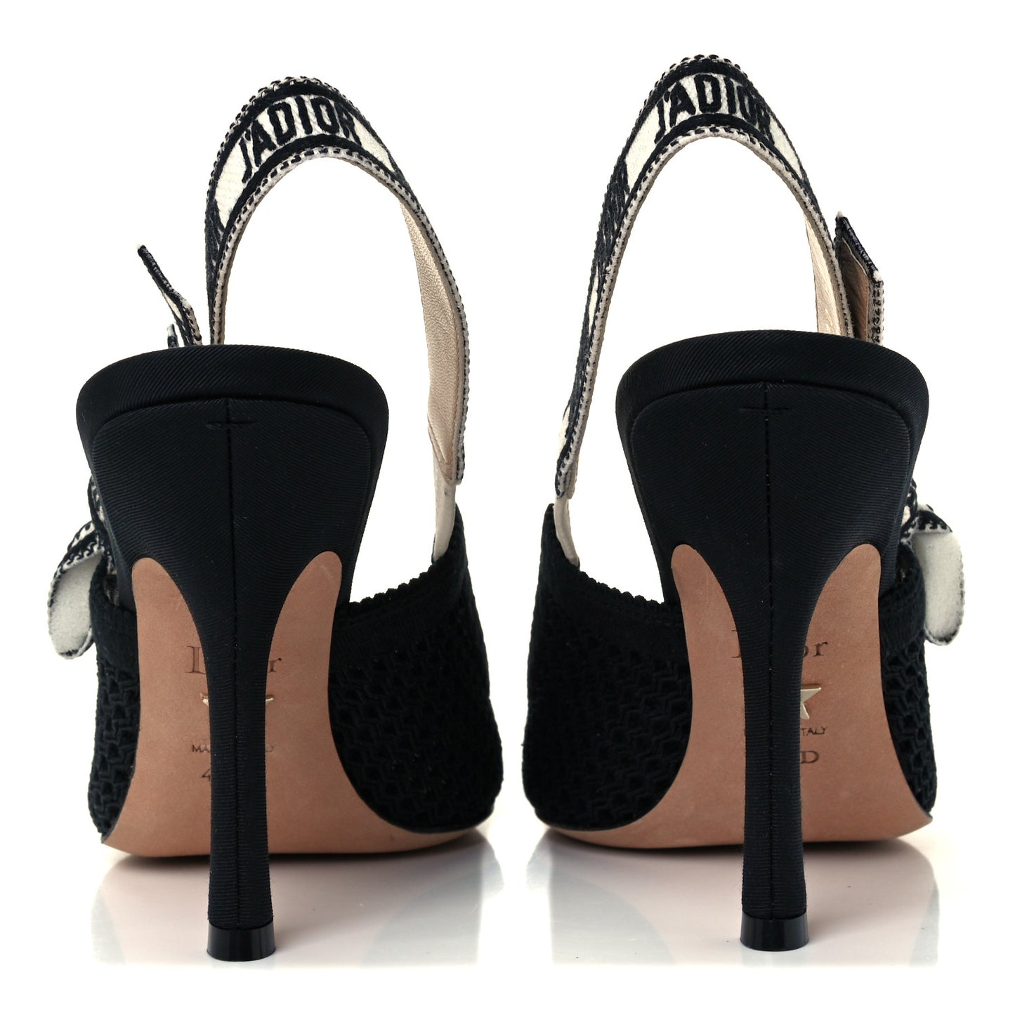 Mesh Fabric Ribbon J'Adior Slingback 100mm Pumps 40 Black