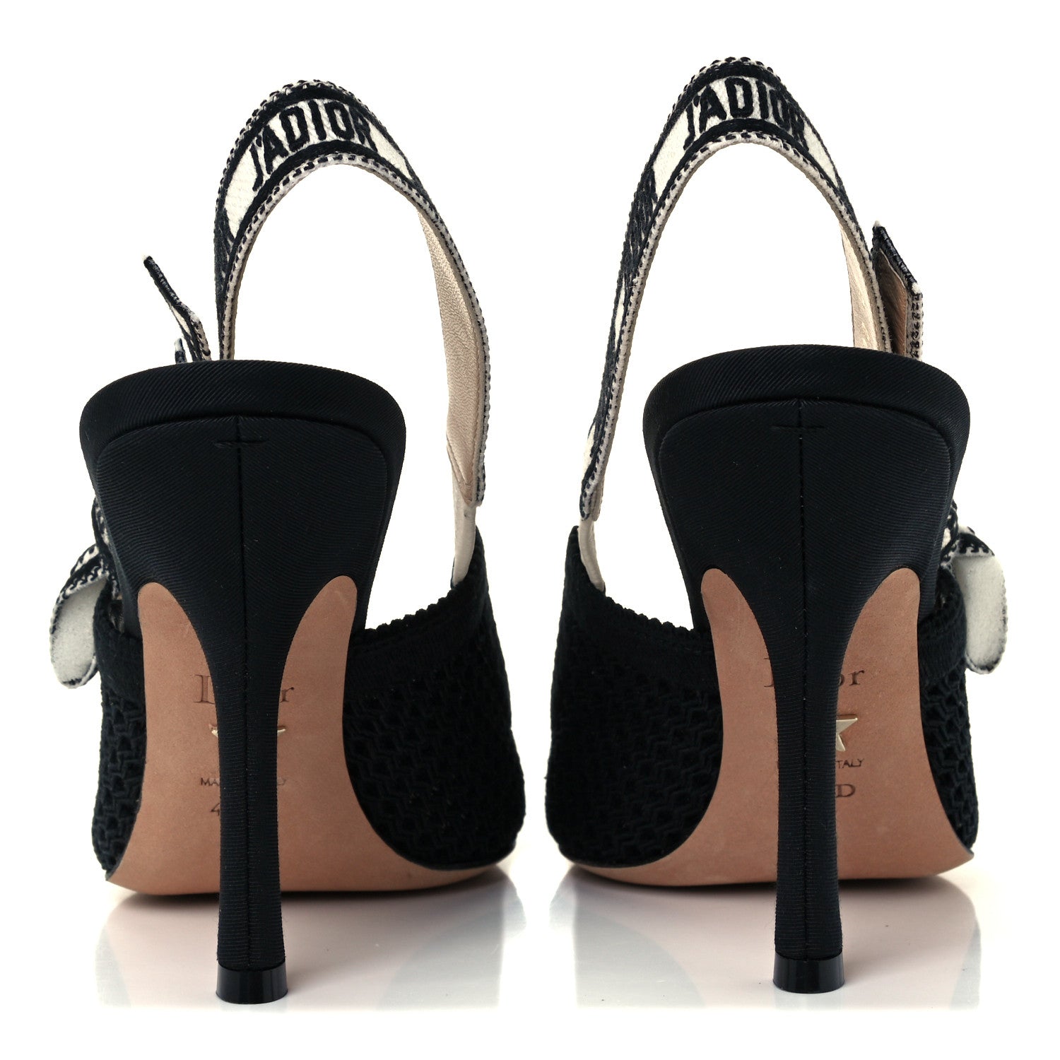 Christian Dior Mesh Fabric Ribbon J'Adior Slingback 100mm Pumps 40 Black 6 of 11