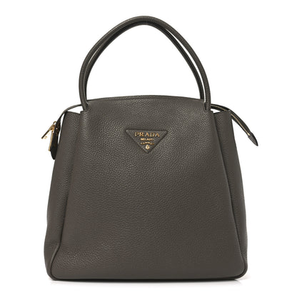 Prada Vitello Daino Soft Medium Zippered Top Handle Bag Bambu 1 of 9