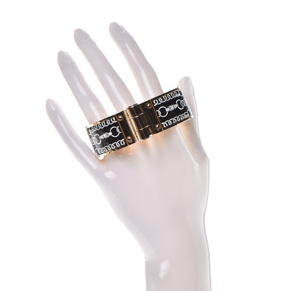 Hermes Enamel Printed Wide Balades Equestres Positif Negatif Hinged Bracelet M Black 2 of 5