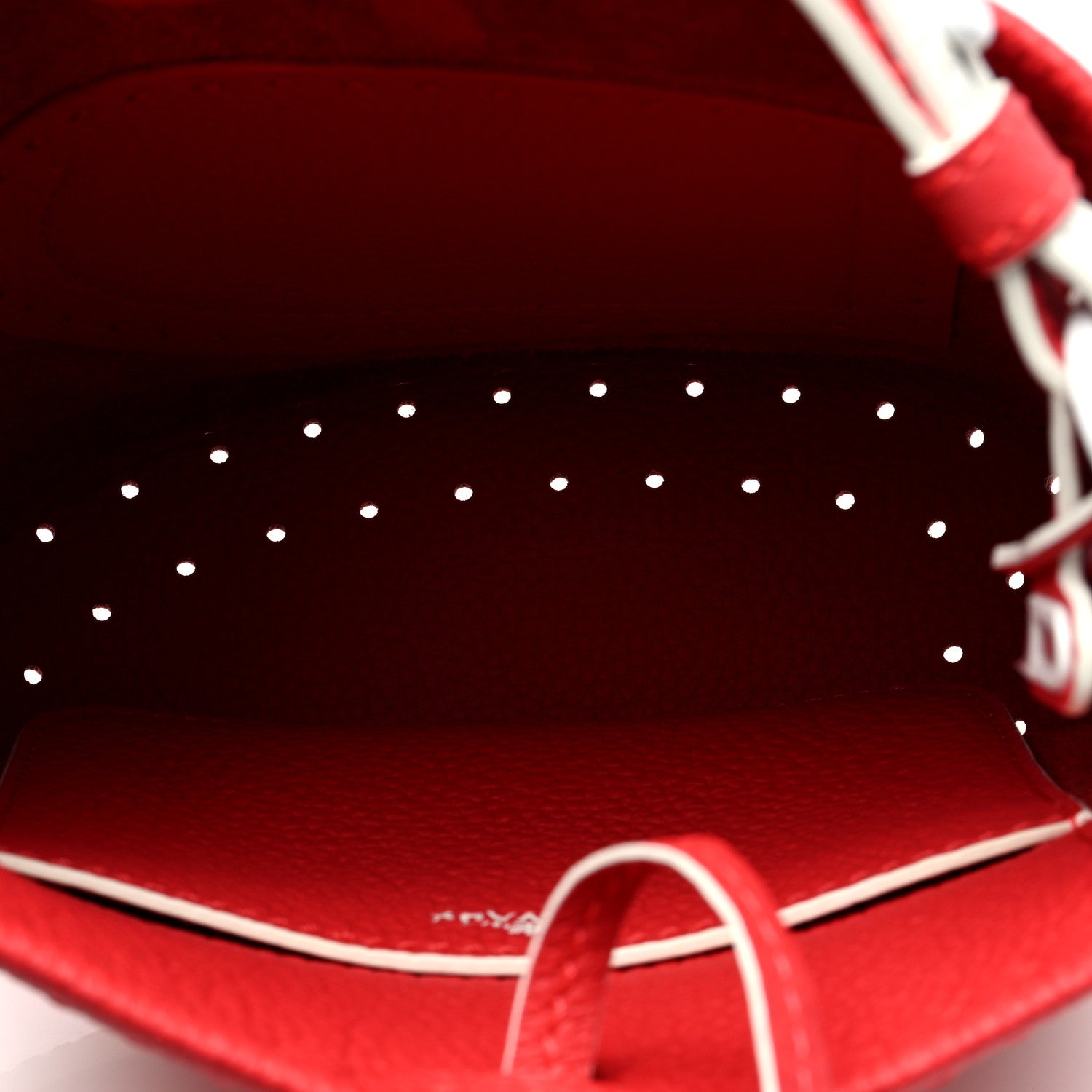 Delvaux Taurillon Mini Pin Daily Surpique Bucket Red White 5 of 8