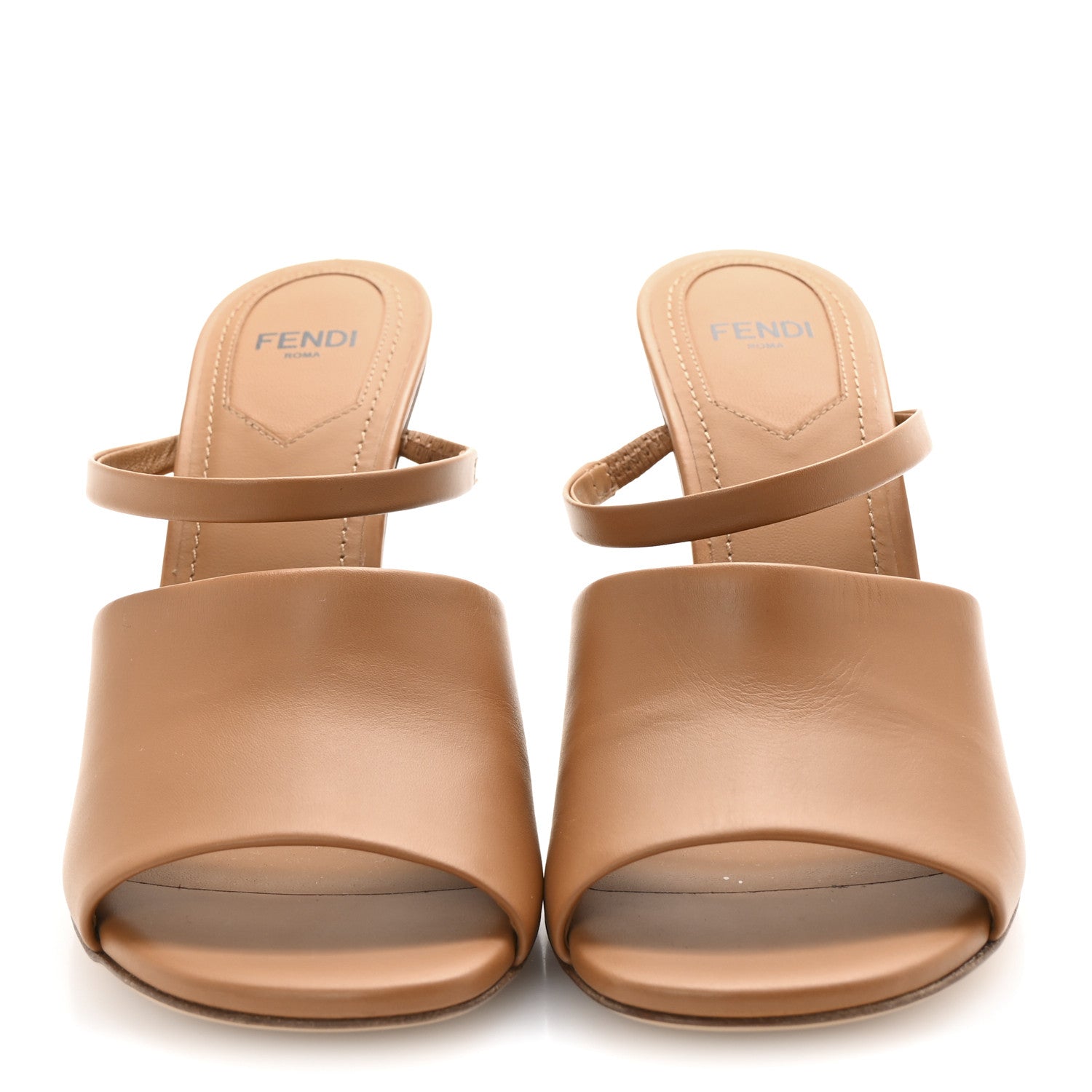 Fendi Calfskin Fendi First 95mm Slide Sandals 35.5 Caramello 3 of 8