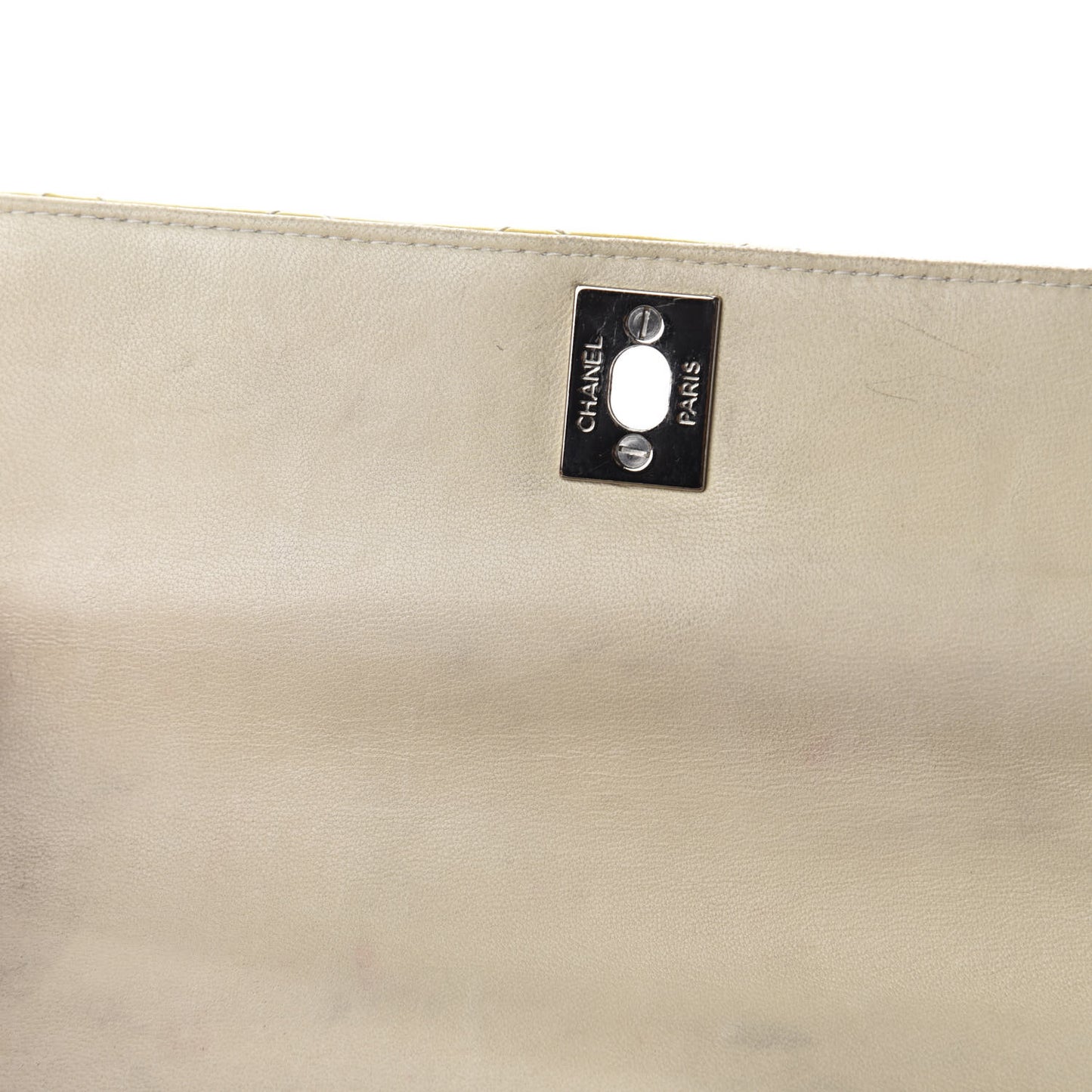 Patent Quilted Small Flap Beige