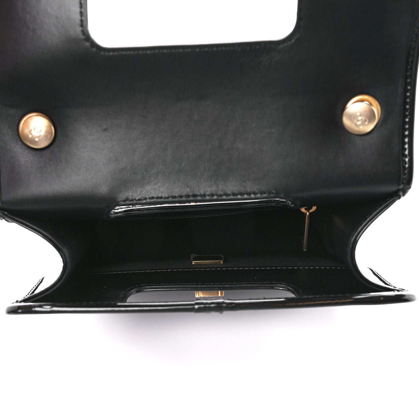 Patent Quilted Mini Graphic Catch Flap Black