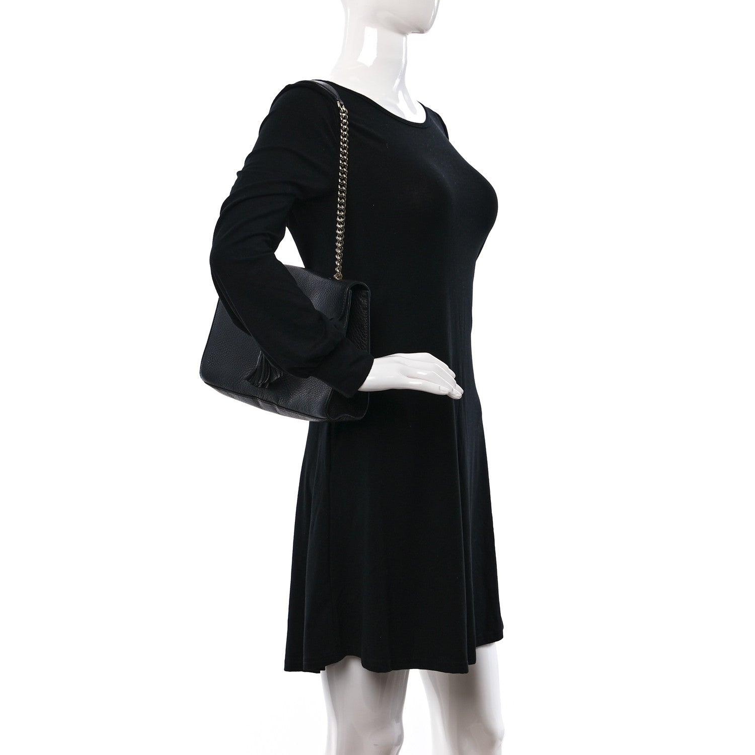 Gucci Cellarius Calfskin Medium Emily Chain Shoulder Bag Black 2 of 9