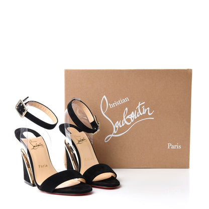 Christian Louboutin Veau Velours PVC Levitallo 100 Sandals 37.5 Black 9 of 9