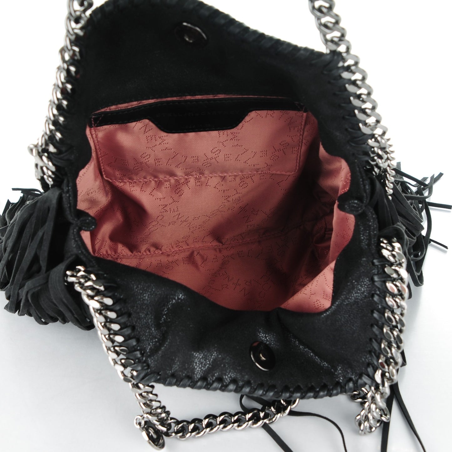 Shaggy Deer Fringe Mini Falabella Tote Black
