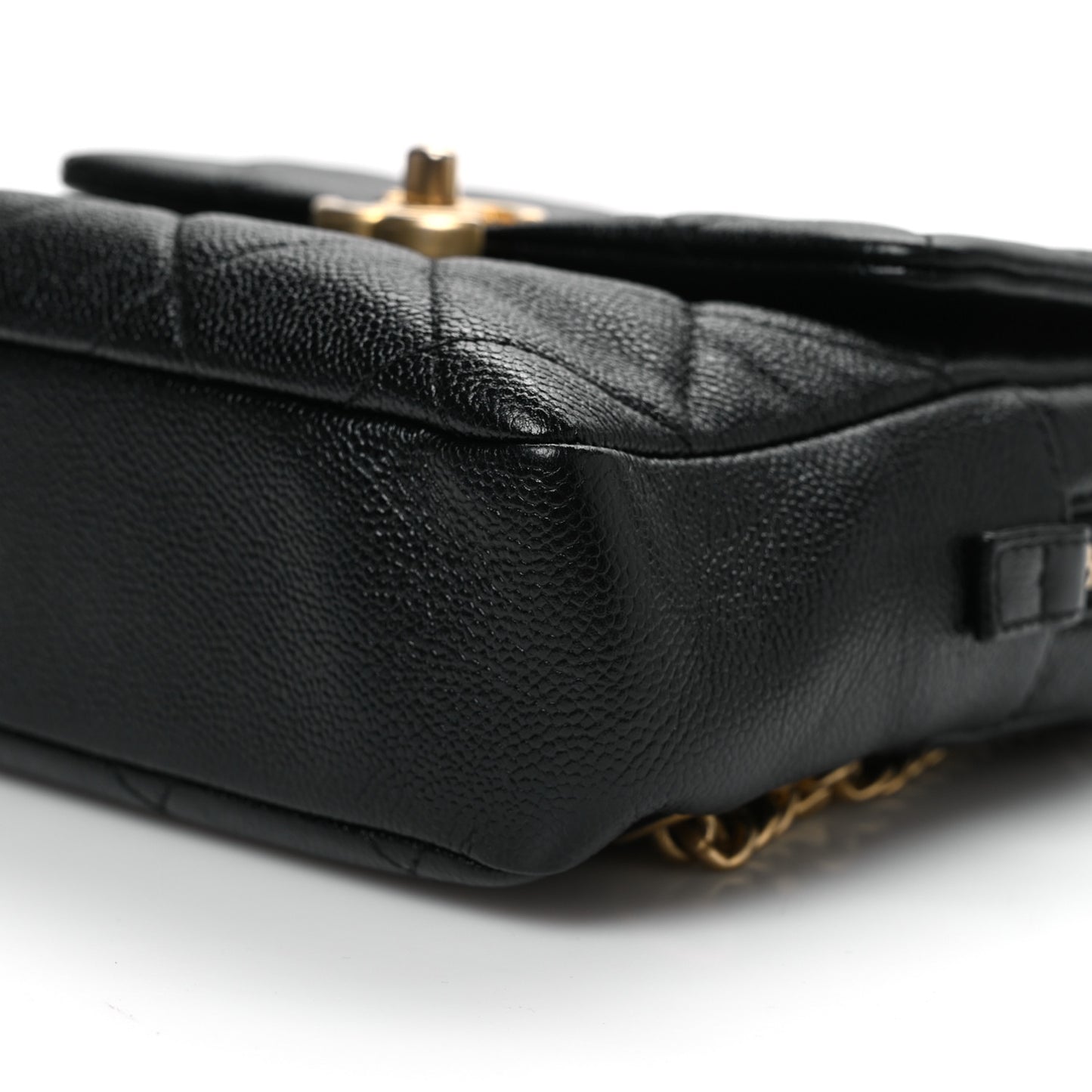 Shiny Caviar Quilted Chain Melody Backpack Black