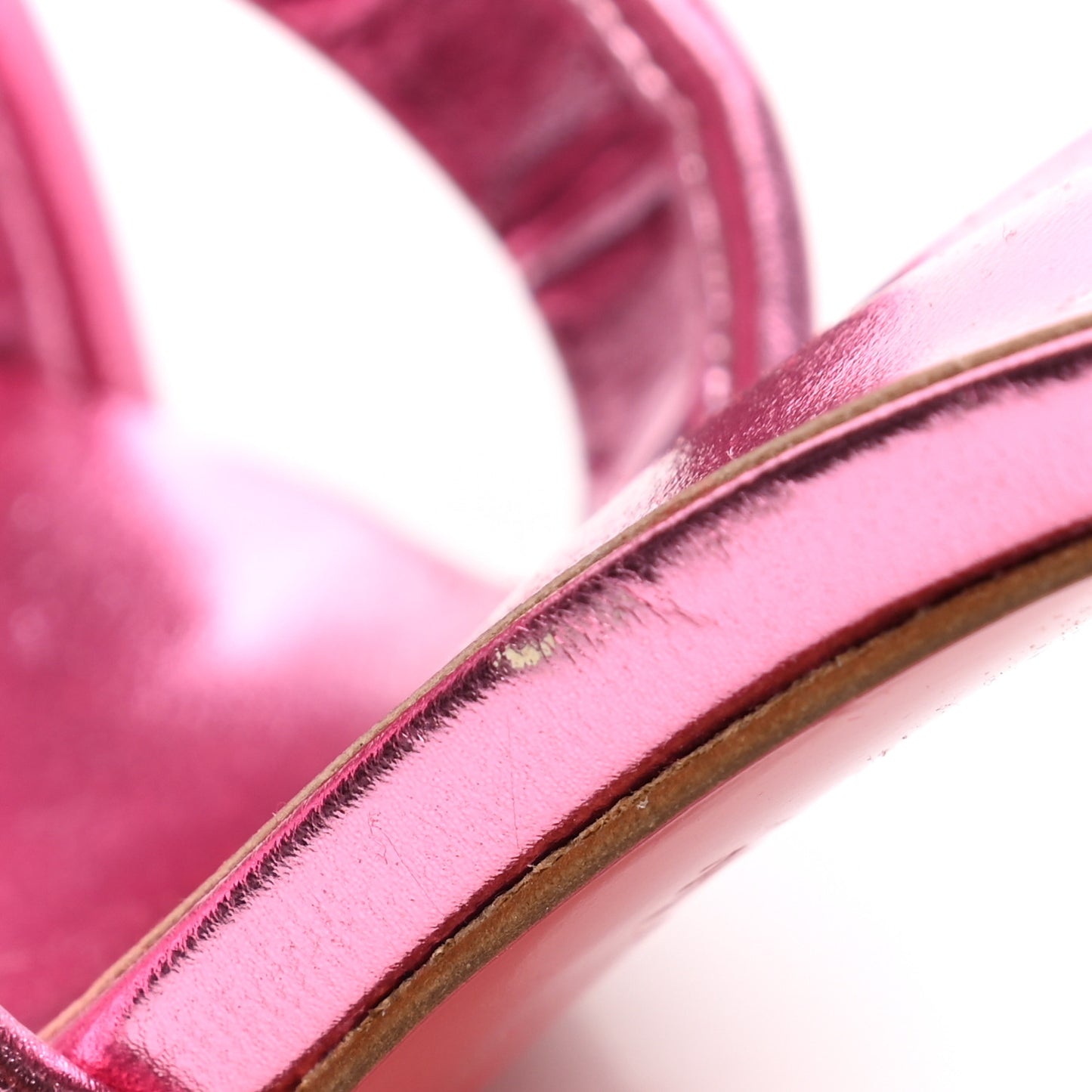 Metallic Calfskin Simply Me 70 Slide Sandals 36.5 Pink