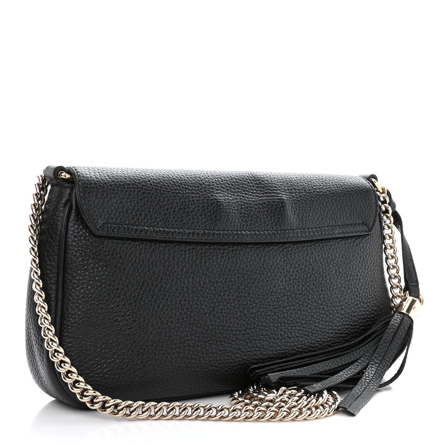 Pebbled Calfskin Medium Soho Flap Crossbody Black
