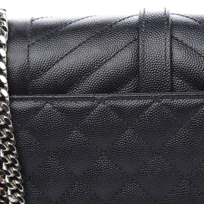 Saint Laurent Grain De Poudre Textured Mixed Matelasse Triquilt Medium Monogram Satchel Black 9 of 13