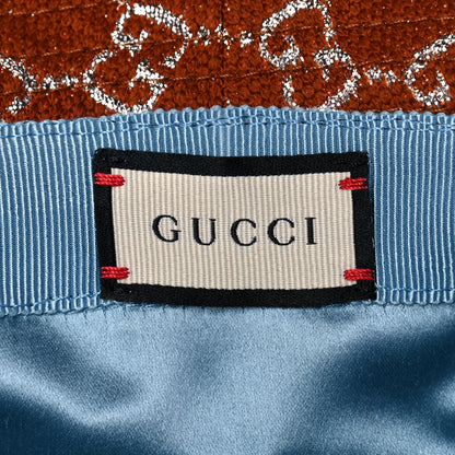 Gucci Canvas Lame GG Monogram Bucket Hat S Burnt Orange Silver 4 of 5