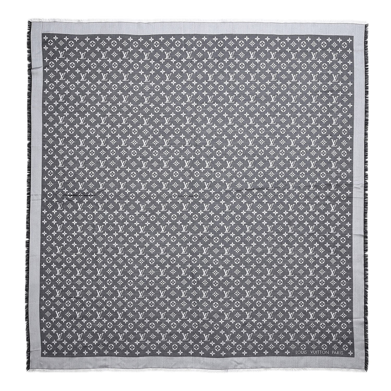 Louis Vuitton Silk Wool Monogram Denim Shawl Black 1 of 4