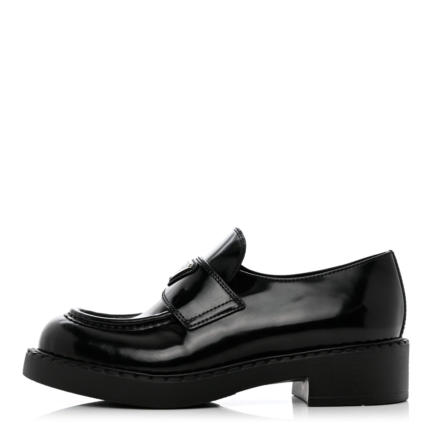 Spazzolato Metal Triangle Logo 50mm Loafers 37 Black