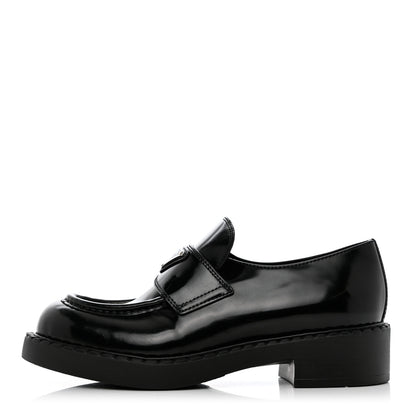 Prada Spazzolato Metal Triangle Logo 50mm Loafers 37 Black 1 of 8