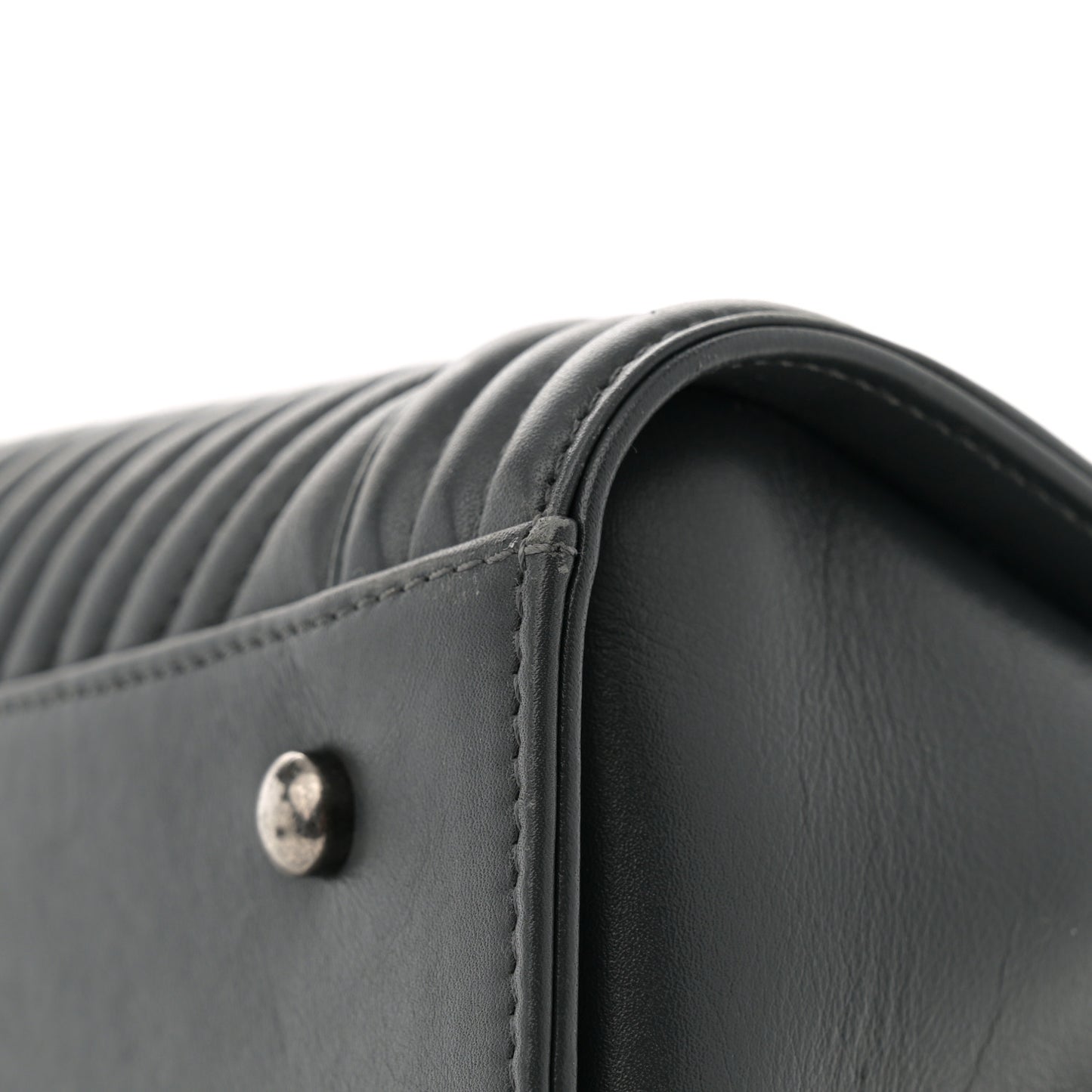 Calfskin Chevron Quilted Boy Shopping Tote Grey