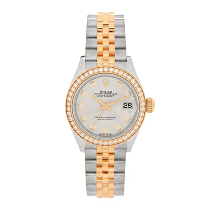 Rolex Stainless Steel 18K Yellow Gold Diamond 28mm Oyster Perpetual Datejust Watch Silver 279383RBR 1 of 5