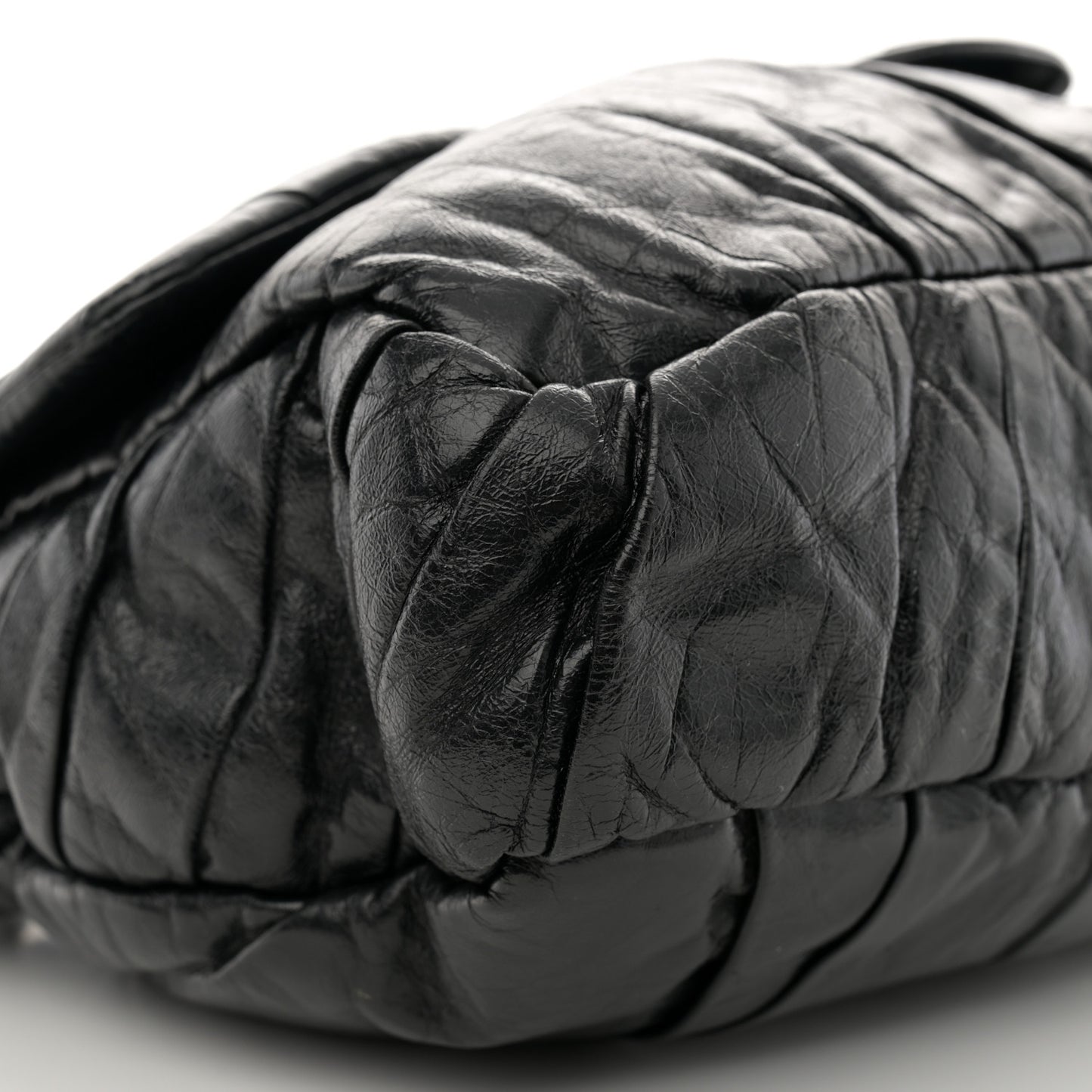 Glazed Calfskin Twisted Maxi Flap Black