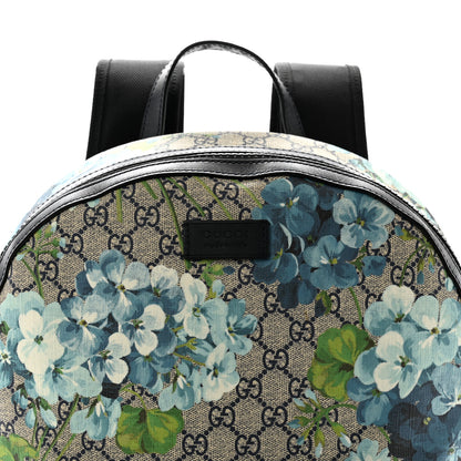 Gucci GG Supreme Monogram Blooms Medium Day Backpack Beige Blue Navy 8 of 12