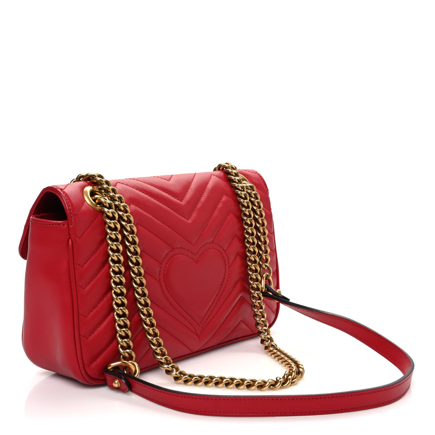 Calfskin Matelasse Small GG Marmont Shoulder Bag Hibiscus Red
