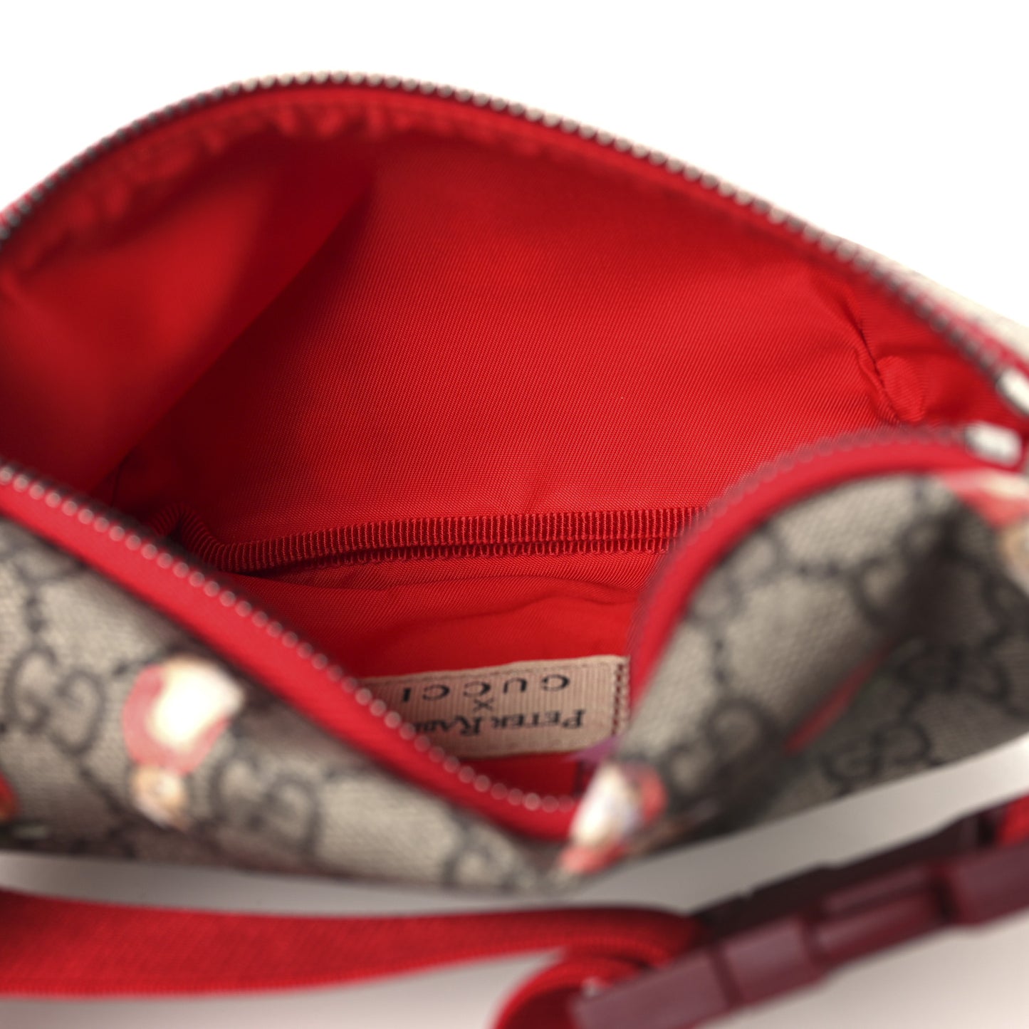 X PETER RABBIT GG Supreme Monogram Rabbit Print Childrens Belt Bag Beige Ebony Red