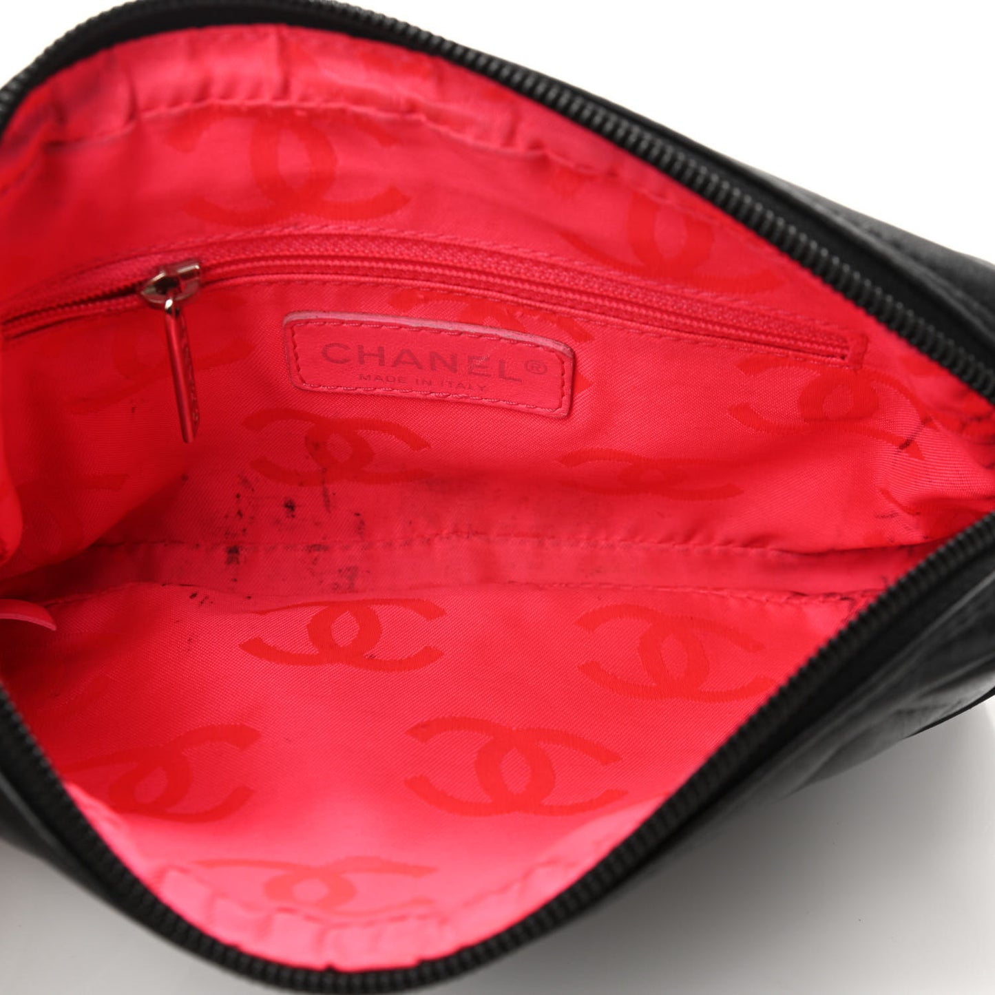 Calfskin Quilted Cambon Pochette Black White