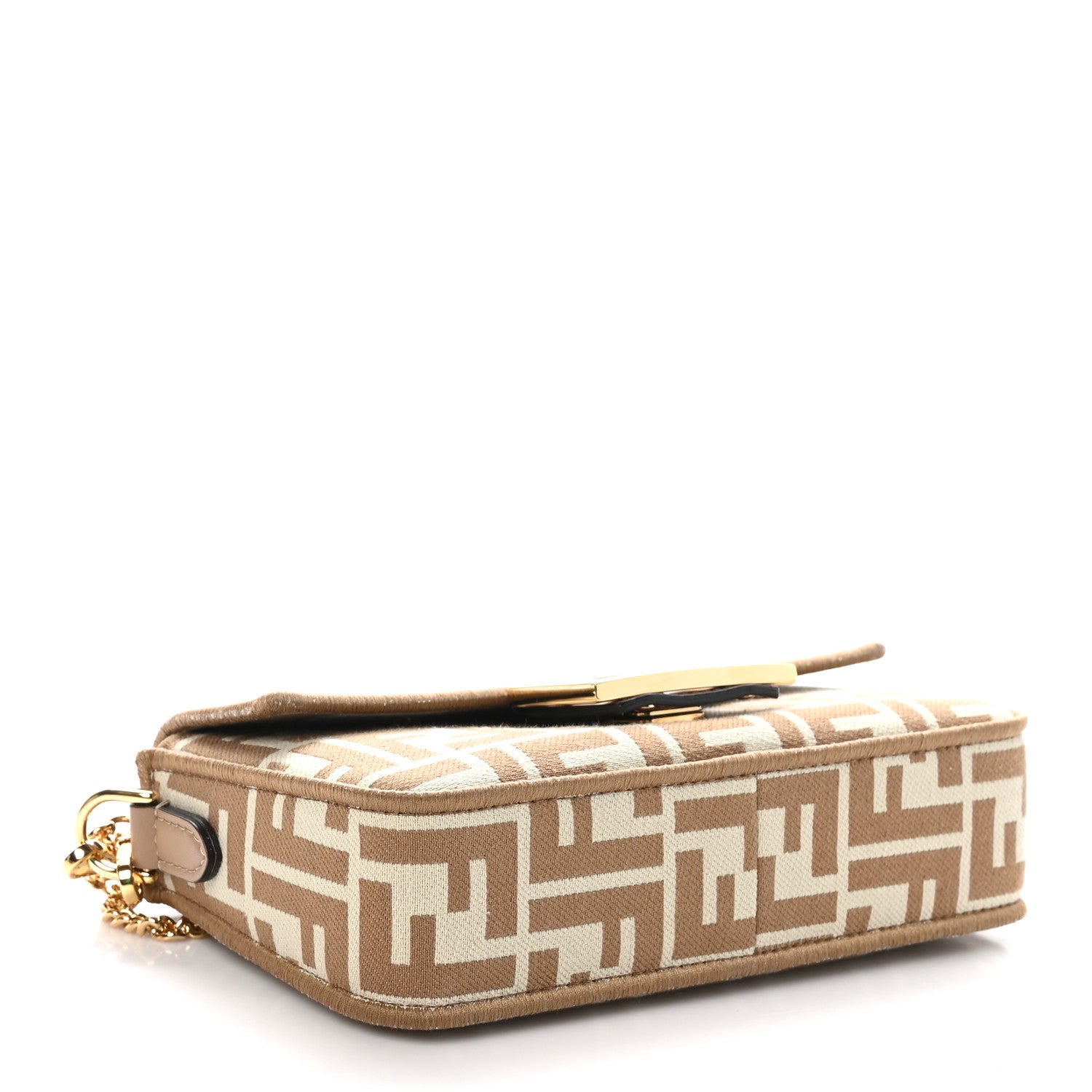 Fendi Fabric Jacquard FF 1974 Mini Baguette Beige 4 of 10