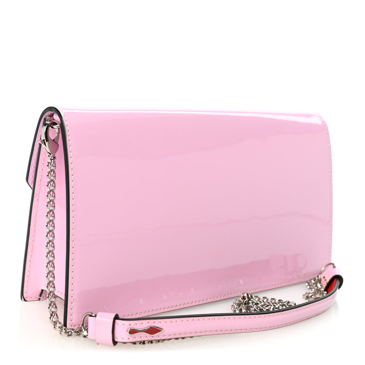 Patent Calfskin Loubi54 Crossbody Clutch Pink