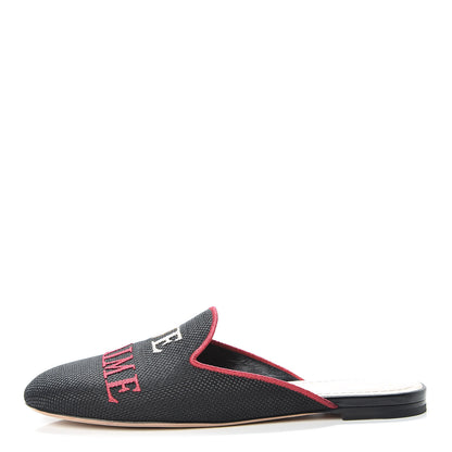 Christian Dior Embroidered Cotton Dioramour Mules 37.5 Black 1 of 16
