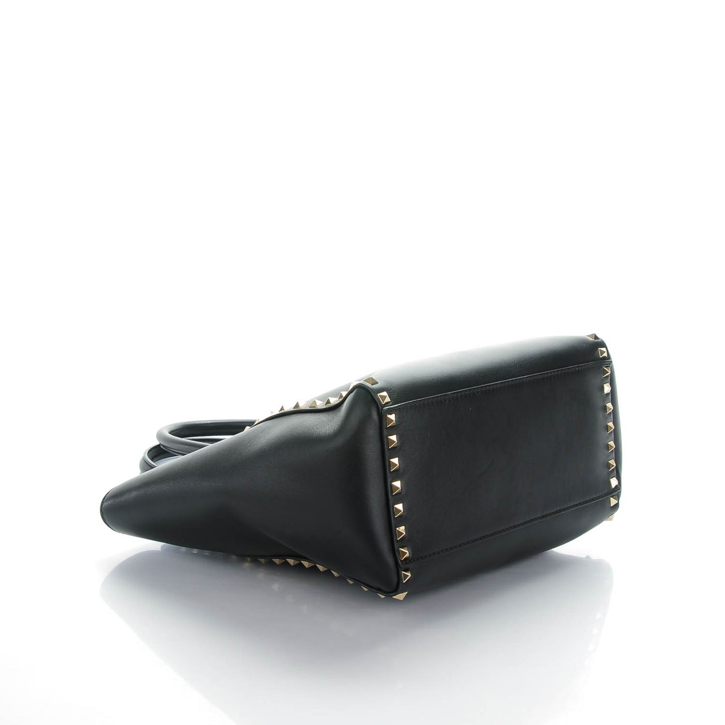 Vitello Rockstud Double Handle Tote Black