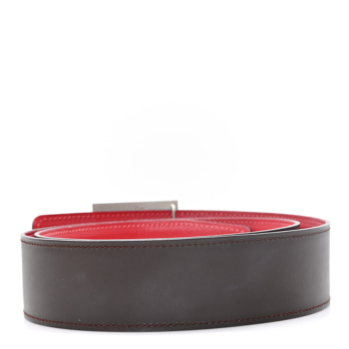 Hermes Swift Epsom Medor H Belt 85 34 Chocolate Rouge Casaque 2 of 4