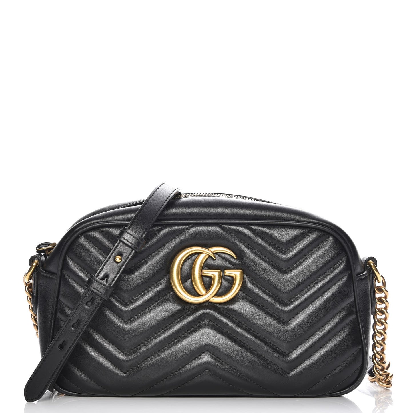 Calfskin Matelasse Small GG Marmont Chain Shoulder Bag Black