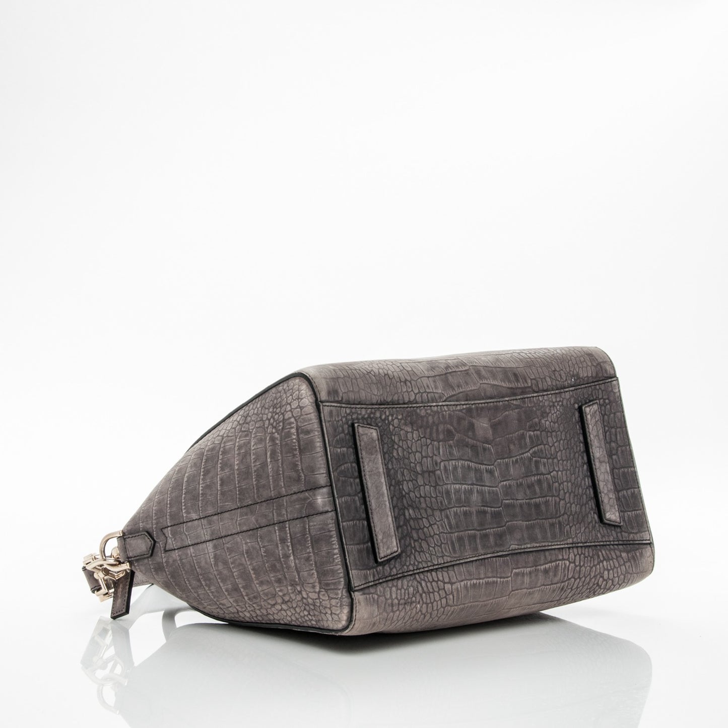 Nubuck Crocodile Embossed Medium Antigona Washed Black