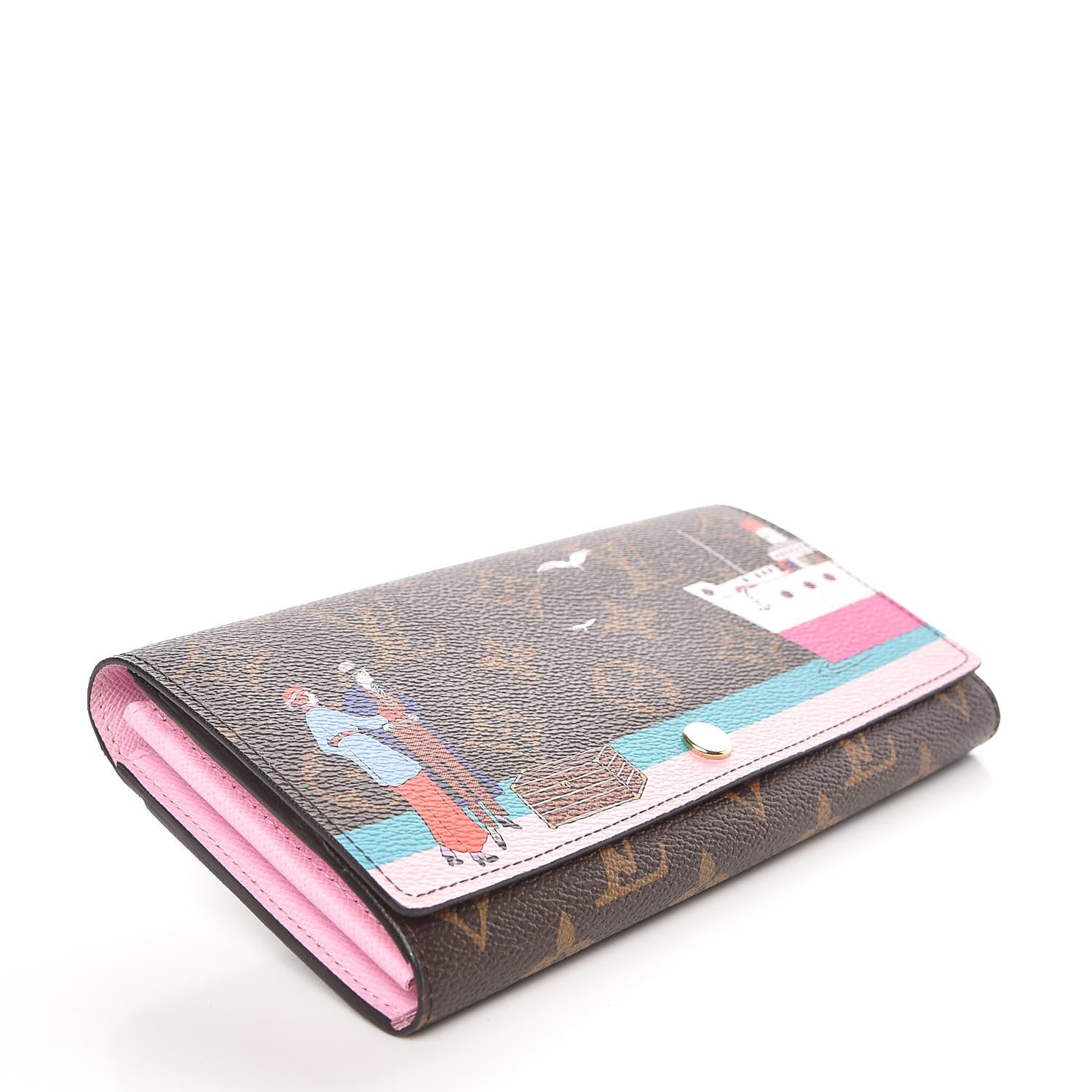 Louis Vuitton Monogram 2016 Christmas Animation Sarah Wallet Rose Ballerine 4 of 9