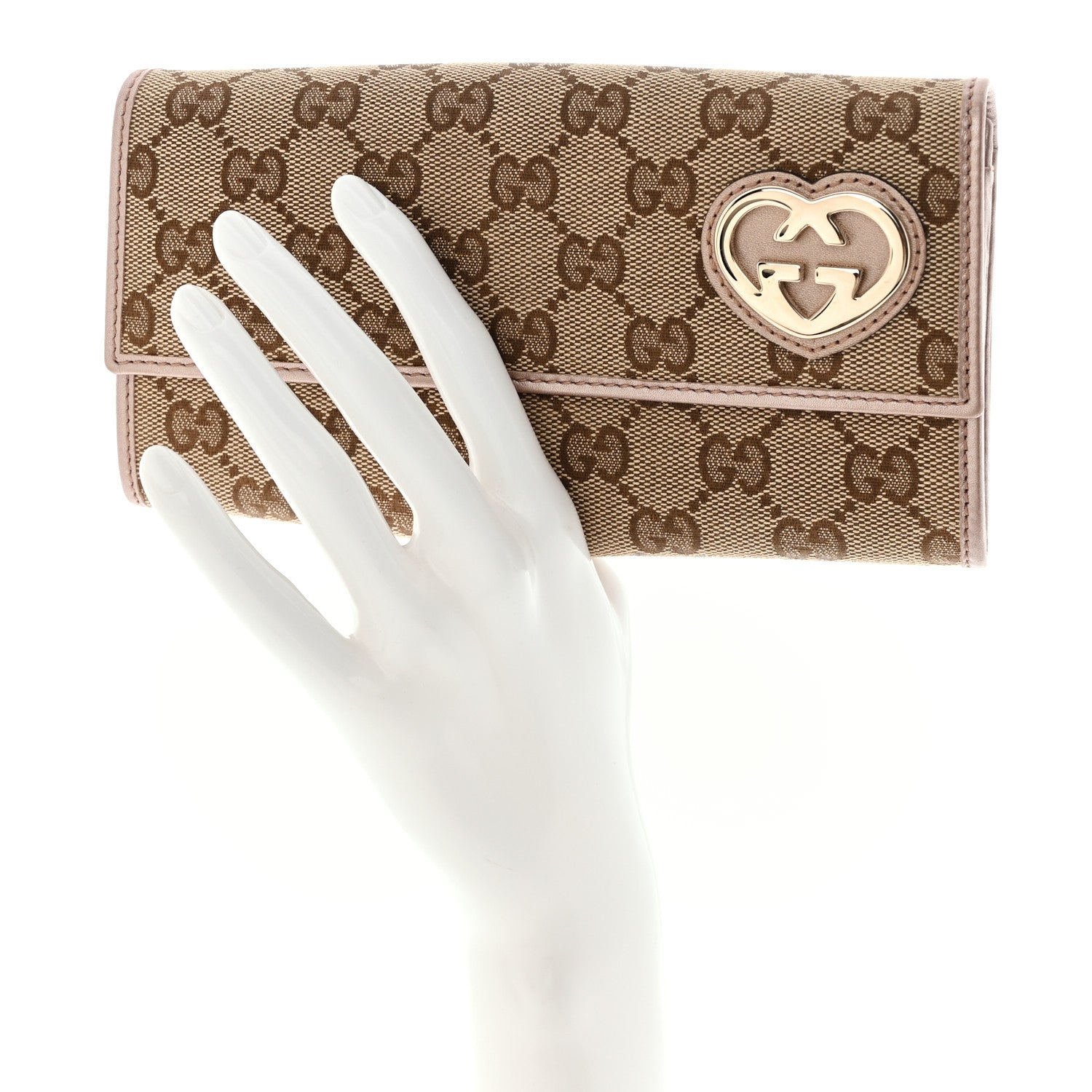 Gucci Monogram Lovely Heart Continental Wallet Light Pink 2 of 13