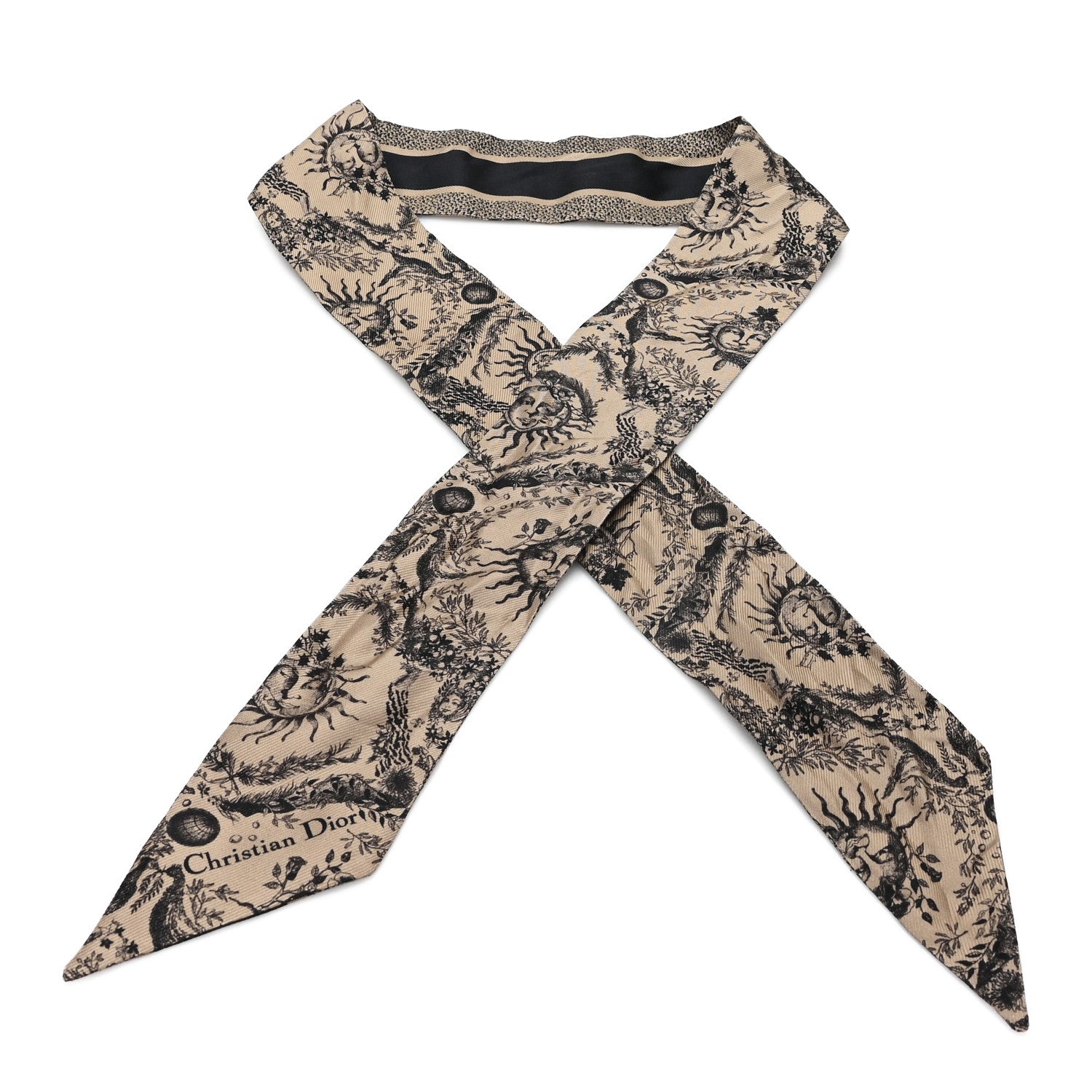 Christian Dior Silk Toile de Jouy Soleil Mitzah Scarf Beige 1 of 4