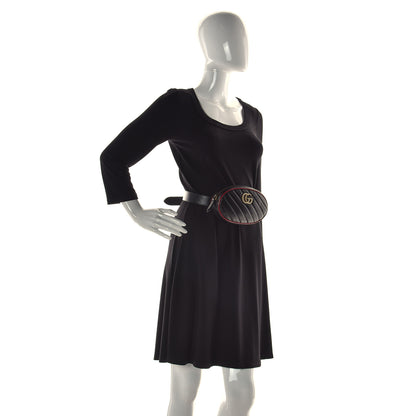 Gucci Azalea Calfskin Matelasse Diagonal Torchon GG Marmont Belt Bag 75 30 Black Romantic Cerise 2 of 10
