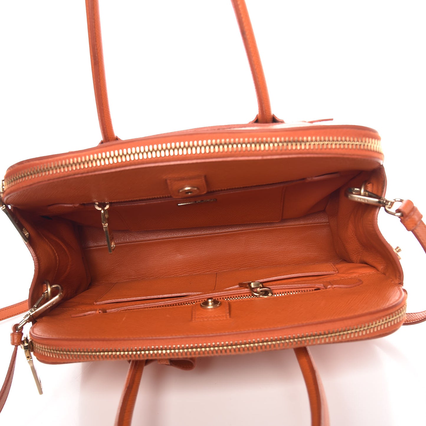 Saffiano Large Double Zip Tote Papaya