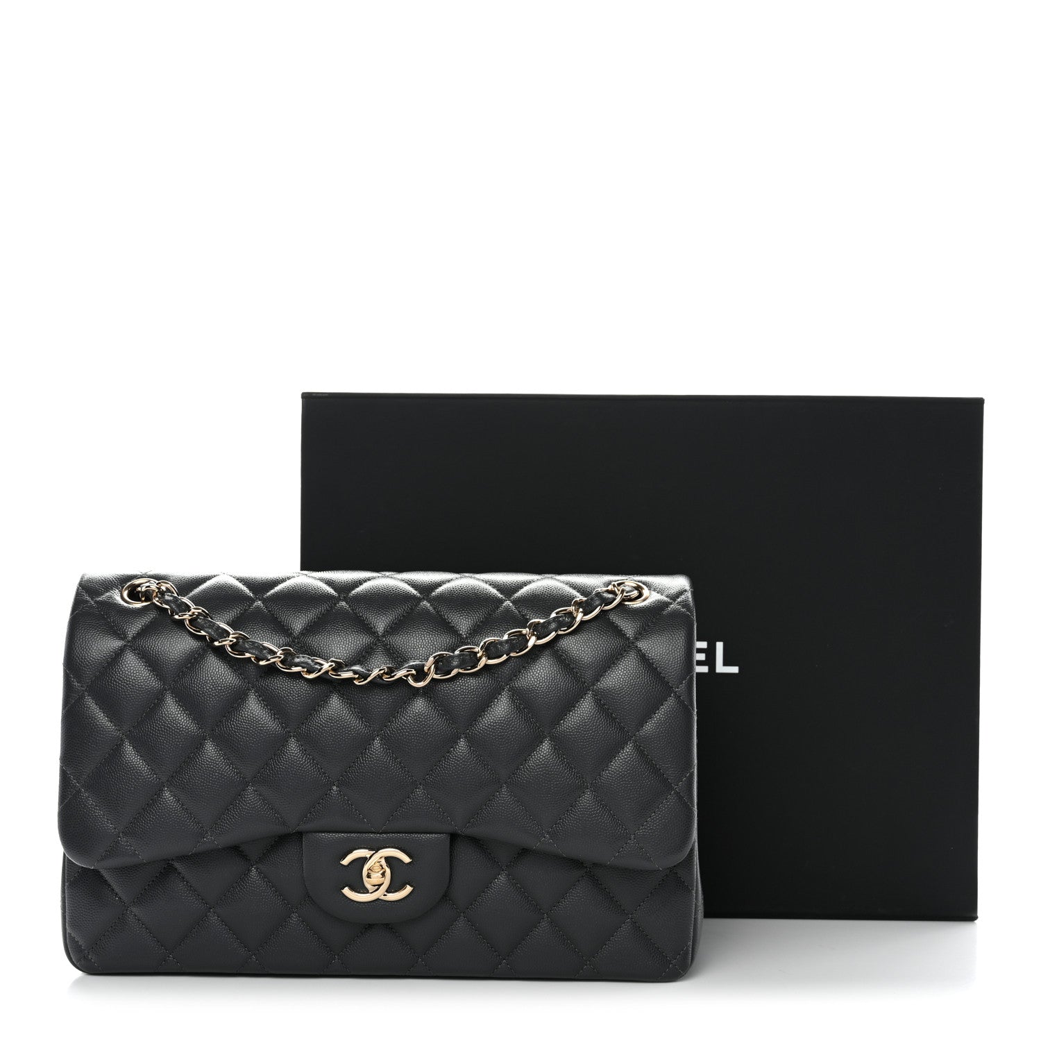 Chanel Caviar Quilted Jumbo Double Flap Dark Grey 11 of 11