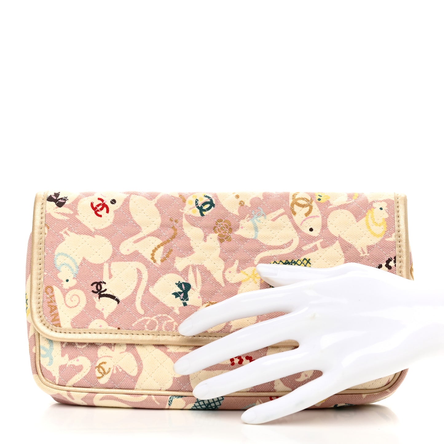 Canvas Baby Animals Clutch Pink