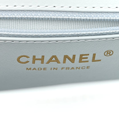 Chanel Shiny Aged Calfskin Quilted Nano Kelly Shopper Light Blue 6 of 11