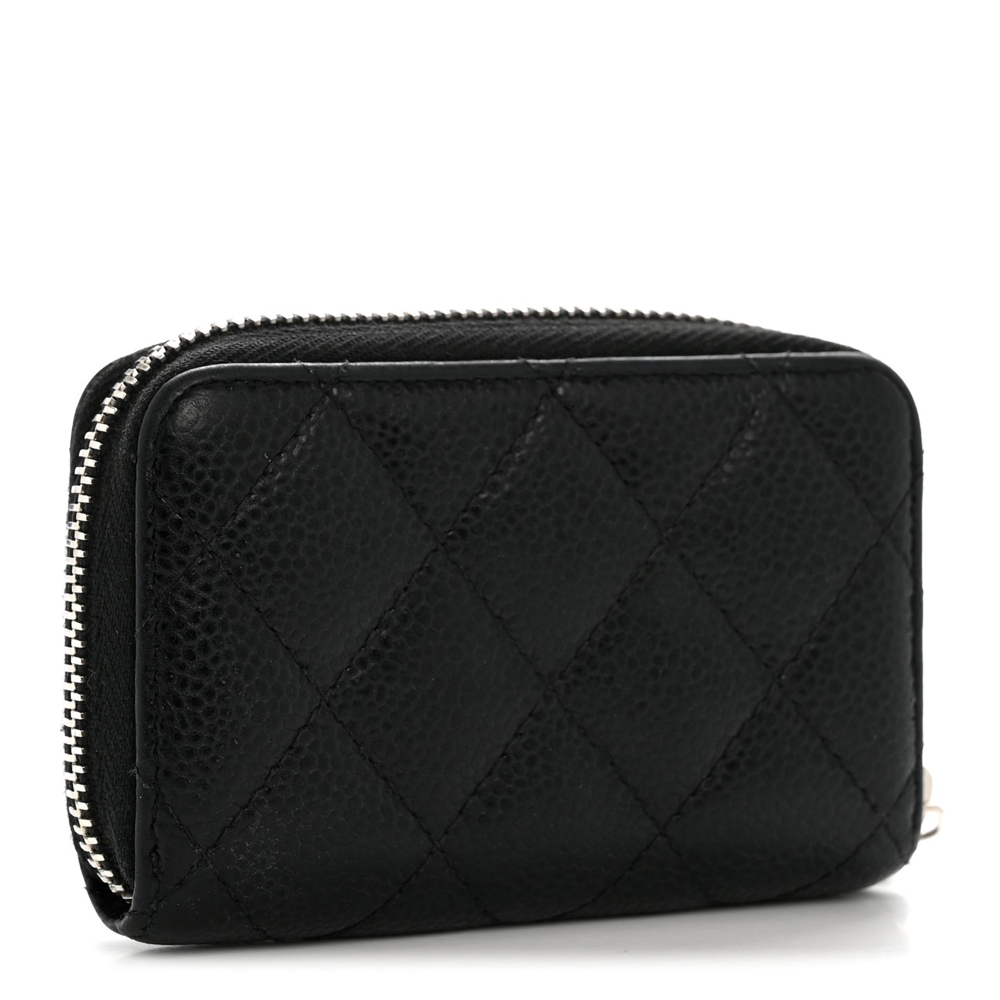 Caviar Quilted Zip Coin Purse Black