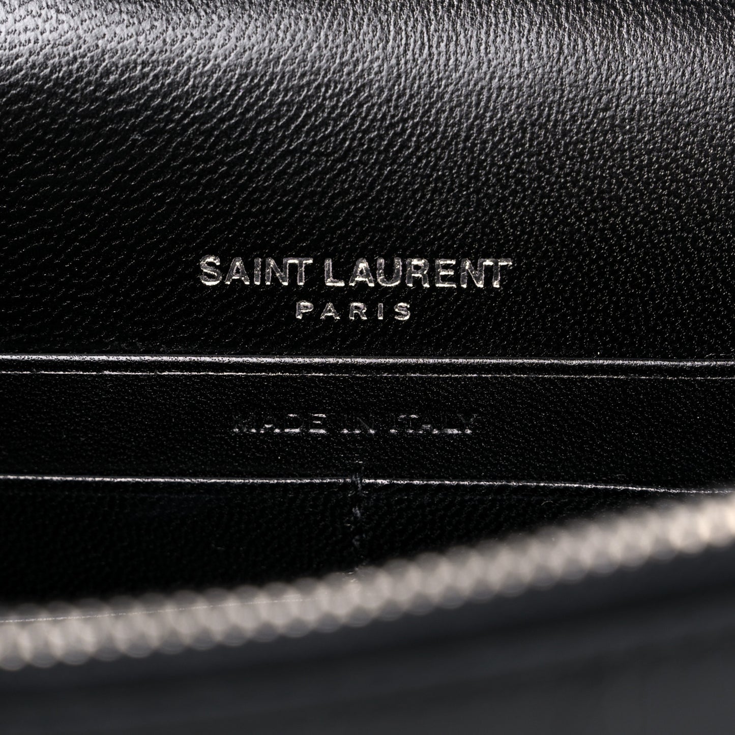 Calfskin Crocodile Embossed Kate Monogram Tassel Chain Wallet Black